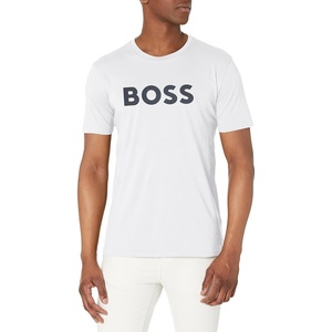 BOSS Men’s Bold Logo Short-Sleeve Jersey T-Shirt(Marshmellow White)