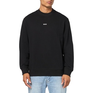 BOSS Men’s Center Logo French Terry Crew Neck Sweatshirt(Black Pepper)