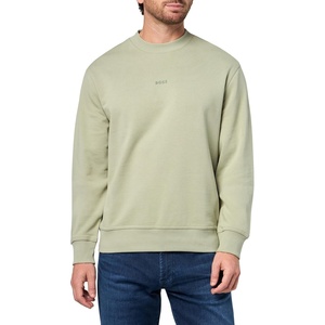 BOSS Men’s Center Logo French Terry Crew Neck Sweatshirt(Moss Green)