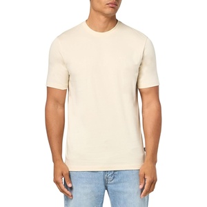 BOSS Men’s Chest Logo Soft Jersey Crew Neck T-Shirt(Almond Milk)