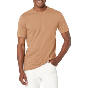 BOSS Men’s Chest Logo Soft Jersey Crew Neck T-Shirt(Tiger Eye Beige)