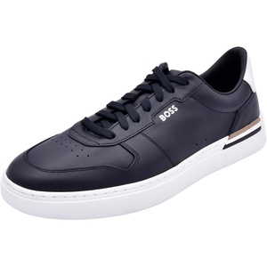 BOSS Men’s Clint Low Profile Leather Sneaker(Black Gloss)