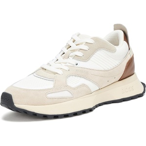 BOSS Men’s Colorblock Lace Up Sneakers(Alabaster  Extra White)