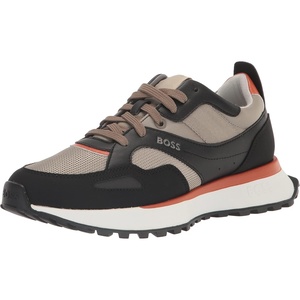 BOSS Men’s Colorblock Lace Up Sneakers(Beige/Black)