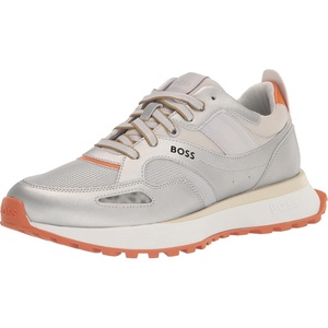 BOSS Men’s Colorblock Lace Up Sneakers(White/Silver)