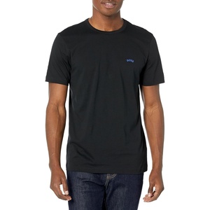 BOSS Men’s Contrast Curve Logo Short-Sleeve Cotton T-Shirt(Black Soil)