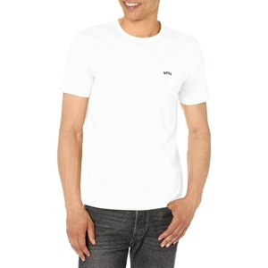 BOSS Men’s Contrast Curve Logo Short-Sleeve Cotton T-Shirt(Ice White)