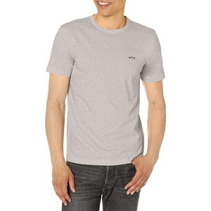 BOSS Men’s Contrast Curve Logo Short-Sleeve Cotton T-Shirt(Light Pebble Grey)