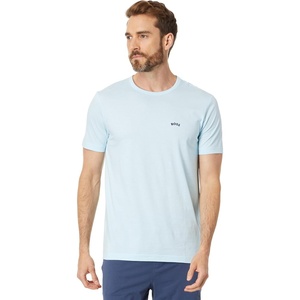 BOSS Men’s Contrast Curve Logo Short-Sleeve Cotton T-Shirt(Powder Blue)