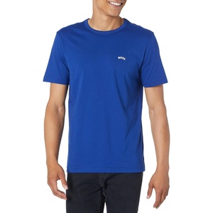 BOSS Men’s Contrast Curve Logo Short-Sleeve Cotton T-Shirt(Satelite Blue)