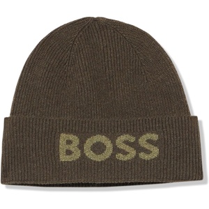 BOSS Men’s Contrast Logo Knit Hat(Olive Smoke)
