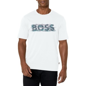 BOSS Men’s Digital Graphic Print Short Sleeve T-Shirt(Blank White / Graphite  Purple  Green)