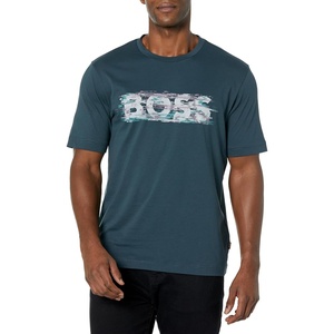 BOSS Men’s Digital Graphic Print Short Sleeve T-Shirt(Glitch Green / White  Green  Purple)