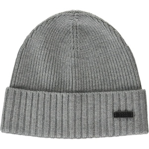 BOSS Mens Fati Ribbed Knit Hat(Light Melange Grey)