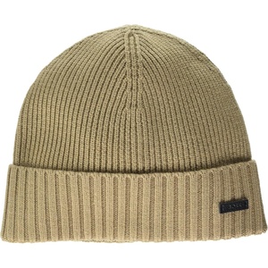 BOSS Mens Fati Ribbed Knit Hat(Medium Flax Seed)
