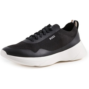 BOSS Men’s Fly Mesh Lace Up Sneakers(Matte Black)