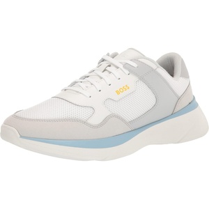 BOSS Men’s Fly Mesh Lace Up Sneakers(Pearl Grey/White)