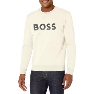 BOSS Mens Iconic Logo Crewneck Sweatshirt(Almond Beige)