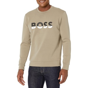 BOSS Mens Iconic Logo Crewneck Sweatshirt(Dark Khaki)