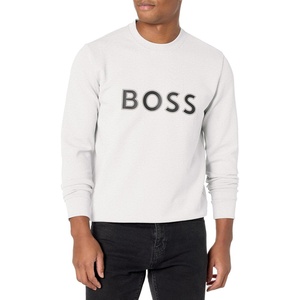 BOSS Mens Iconic Logo Crewneck Sweatshirt(Feather Grey Melange)