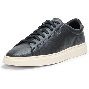 BOSS Men’s Kieran Smooth Leather Tennis Sneaker(Black Gloss)