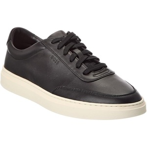 BOSS Men’s Kieran Smooth Leather Tennis Sneaker(Black Night)