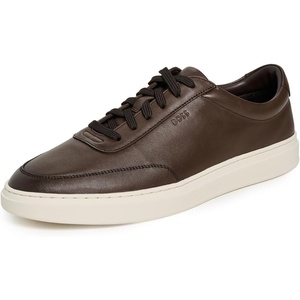BOSS Men’s Kieran Smooth Leather Tennis Sneaker(Coco Brown)