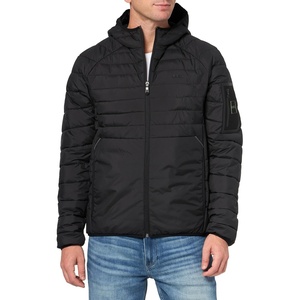 BOSS Men’s Lightweight Hooded Puffer Jacket(Black Olive)