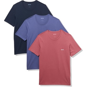 BOSS Men’s Logo Embroidered Cotton Tee 3 Pack(Black Berry Blue  Blue Corn  Red Potato)