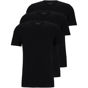 BOSS Men’s Logo Embroidered Cotton Tee 3 Pack(Dark Soil Black)