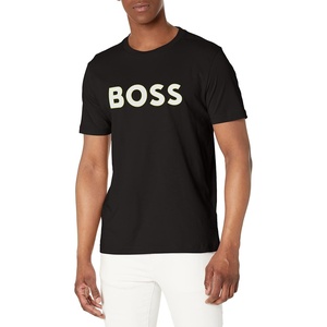 BOSS Men’s Outlined Logo Crew Neck T-Shirt(Black Midnight)