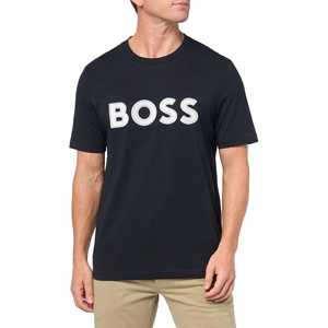 BOSS Men’s Outlined Logo Crew Neck T-Shirt(Midnight Navy)