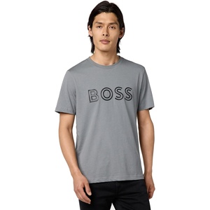 BOSS Men’s Outlined Logo Crew Neck T-Shirt(Mushroom Grey)