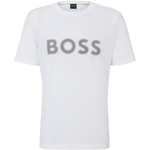BOSS Men’s Outlined Logo Crew Neck T-Shirt(White Salt)