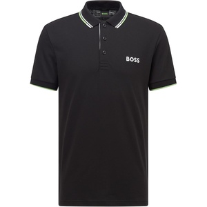 BOSS Mens Paddy Short Sleeve Polo Shirt(Black / Lime)