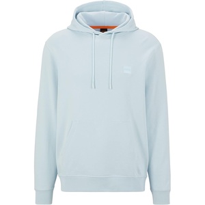 BOSS Men’s Patch Logo French Terry Pullover Hooded Cotton Sweatshirt(Artic Blue)