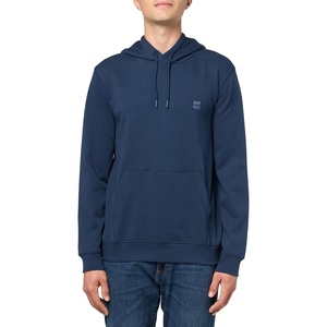 BOSS Men’s Patch Logo French Terry Pullover Hooded Cotton Sweatshirt(Blueberry Blue)