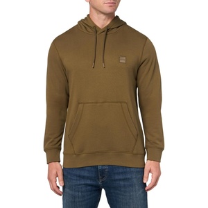 BOSS Men’s Patch Logo French Terry Pullover Hooded Cotton Sweatshirt(Burnt Olive)