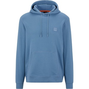 BOSS Men’s Patch Logo French Terry Pullover Hooded Cotton Sweatshirt(Chambray Blue)