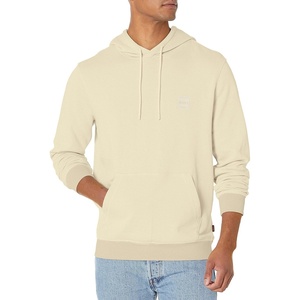 BOSS Men’s Patch Logo French Terry Pullover Hooded Cotton Sweatshirt(Cloud Cream)