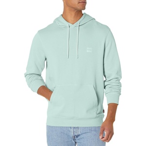 BOSS Men’s Patch Logo French Terry Pullover Hooded Cotton Sweatshirt(Cloud Green)