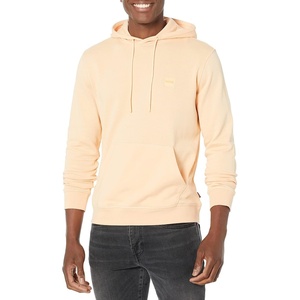 BOSS Men’s Patch Logo French Terry Pullover Hooded Cotton Sweatshirt(Creamy Peach)