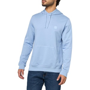 BOSS Men’s Patch Logo French Terry Pullover Hooded Cotton Sweatshirt(Forever Blue)