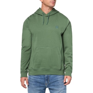 BOSS Men’s Patch Logo French Terry Pullover Hooded Cotton Sweatshirt(Lettuce Green)