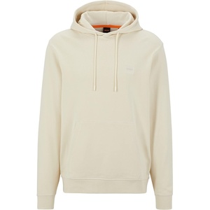 BOSS Men’s Patch Logo French Terry Pullover Hooded Cotton Sweatshirt(Light Sand)