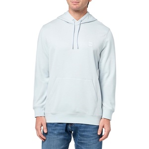 BOSS Men’s Patch Logo French Terry Pullover Hooded Cotton Sweatshirt(Shark Tooth)