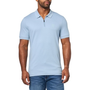 BOSS Men’s Patch Logo Zip Up Polo Shirt(Colony Blue)
