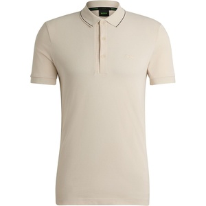 BOSS Men’s Paule 4 Slim Fit Cotton Pique Polo Shirt with Tonal Logo(White)