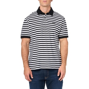 BOSS Men’s Printed Cotton Short Sleeve Polo Shirt(Black Stripe)