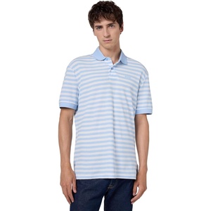 BOSS Men’s Printed Cotton Short Sleeve Polo Shirt(Chambray Blue Stripe)
